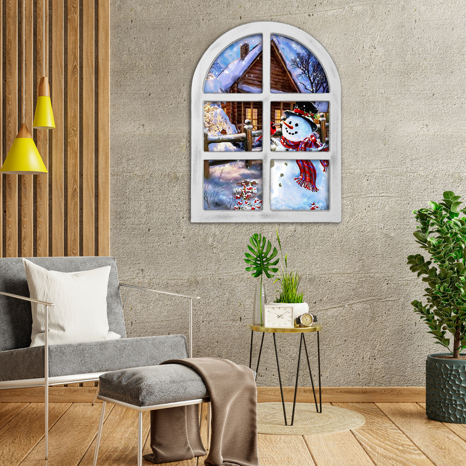 vintage window shape frame christmas decoration painting