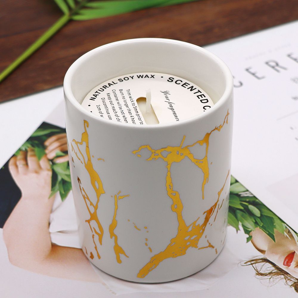 White Pink Ceramic Scented Soy Candle