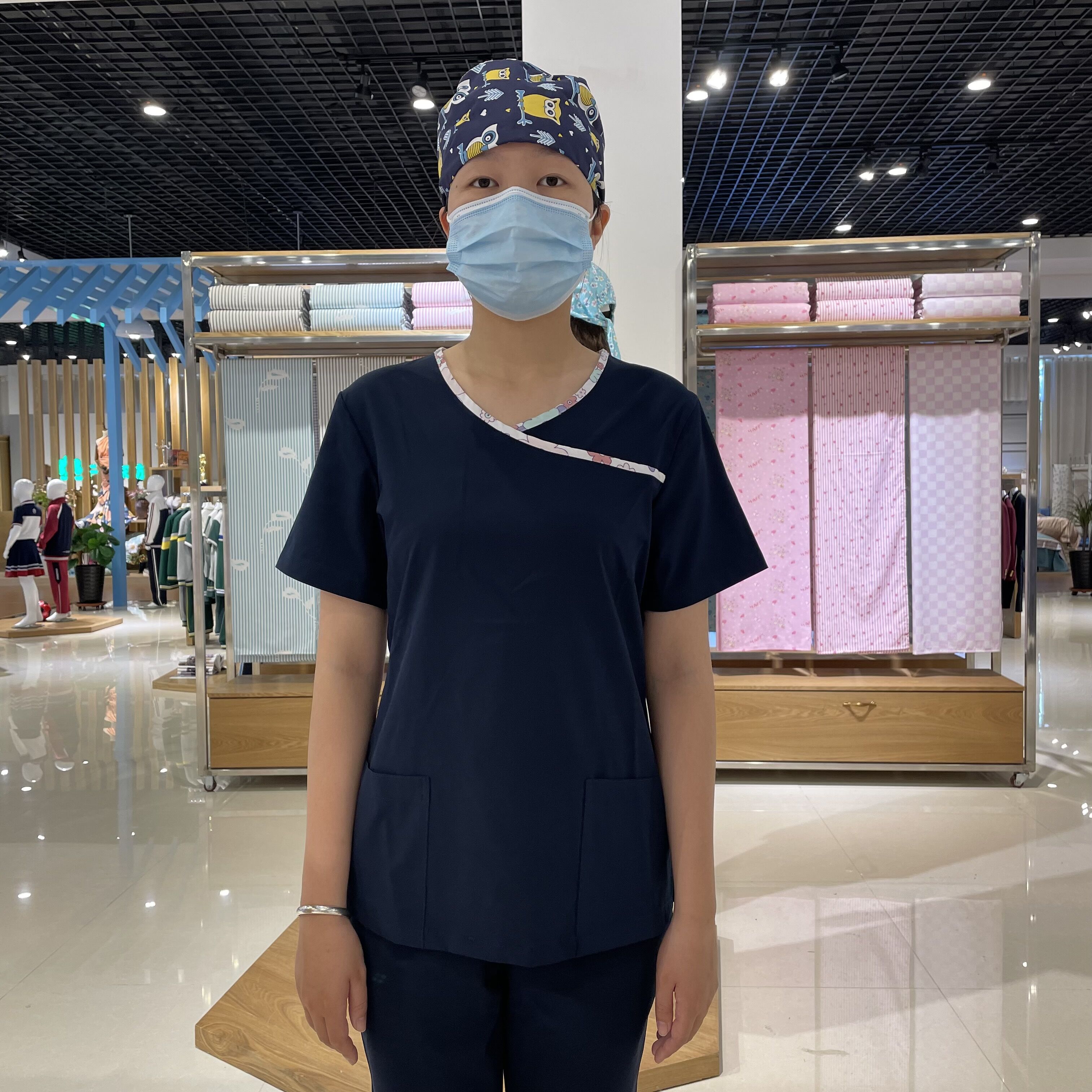 New style hot selling polycotton spandex functional fabric scrubs