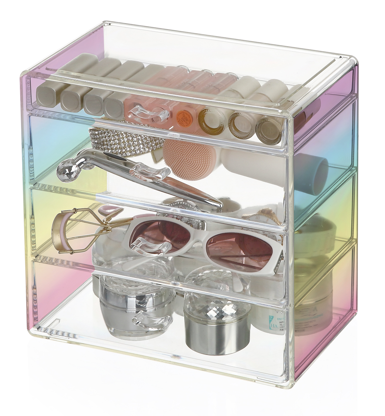 4-Drawer Box, w/ U-Shaped Knobs (1 Short Drawer + 3 High Drawers)