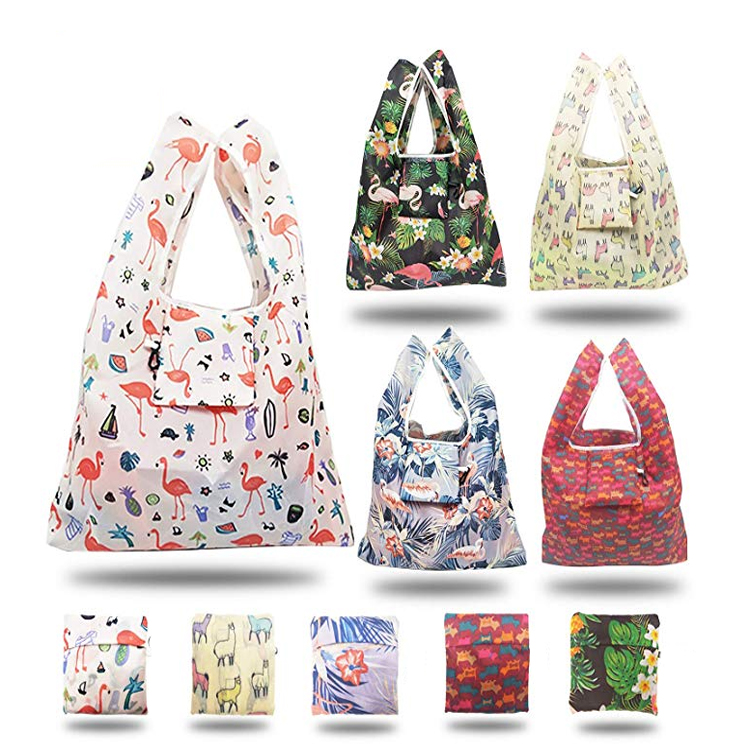 Reusable Shopping Supermarket Grocery Pouch Bags Washable Foldable Tote Bag Large Eco-Friendly Bag