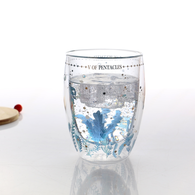 350ml Water Cup Heat Resistant Double Walled Glass Drinking Cup
