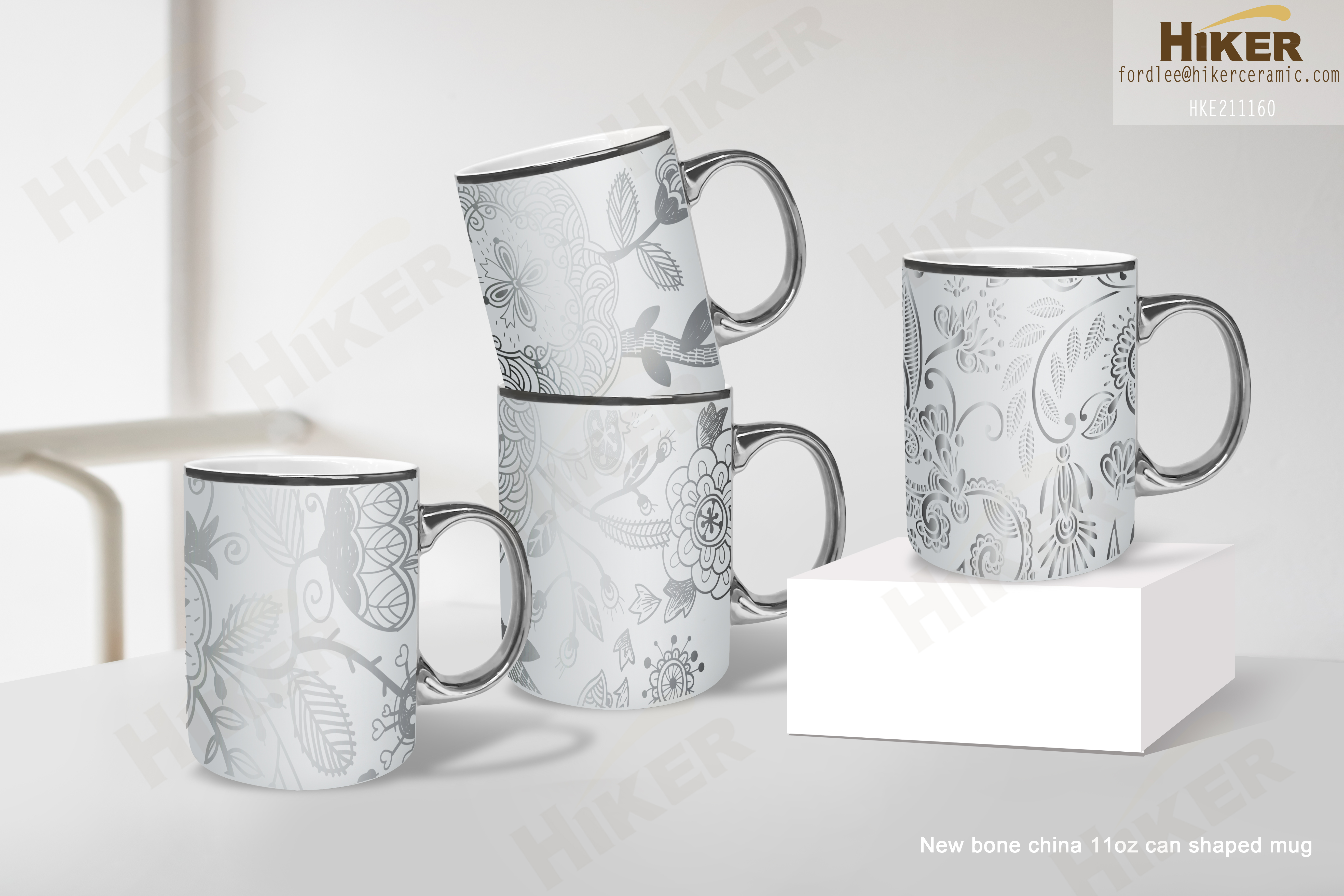 11oz New Bone China Mug Electroplating Silver Cup
