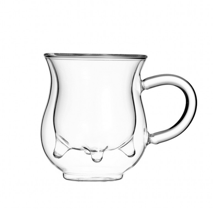 Wholesale Borosilicate Glasses 250ml 350ml Double Wall Glass Cup With Handle For Drink Milk Coffee