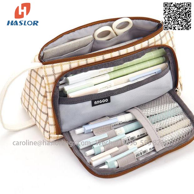 Big CapacityLargeStorageCanvas Pencil Pen Case Pouch Stationery Bag for Office School Teen Girl Boy