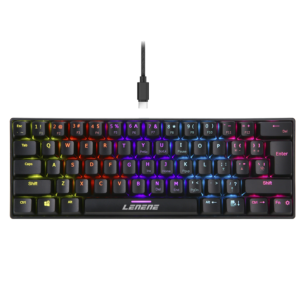 USB2.0 RGB 61keys game and office using small mechanical keyboard sink type