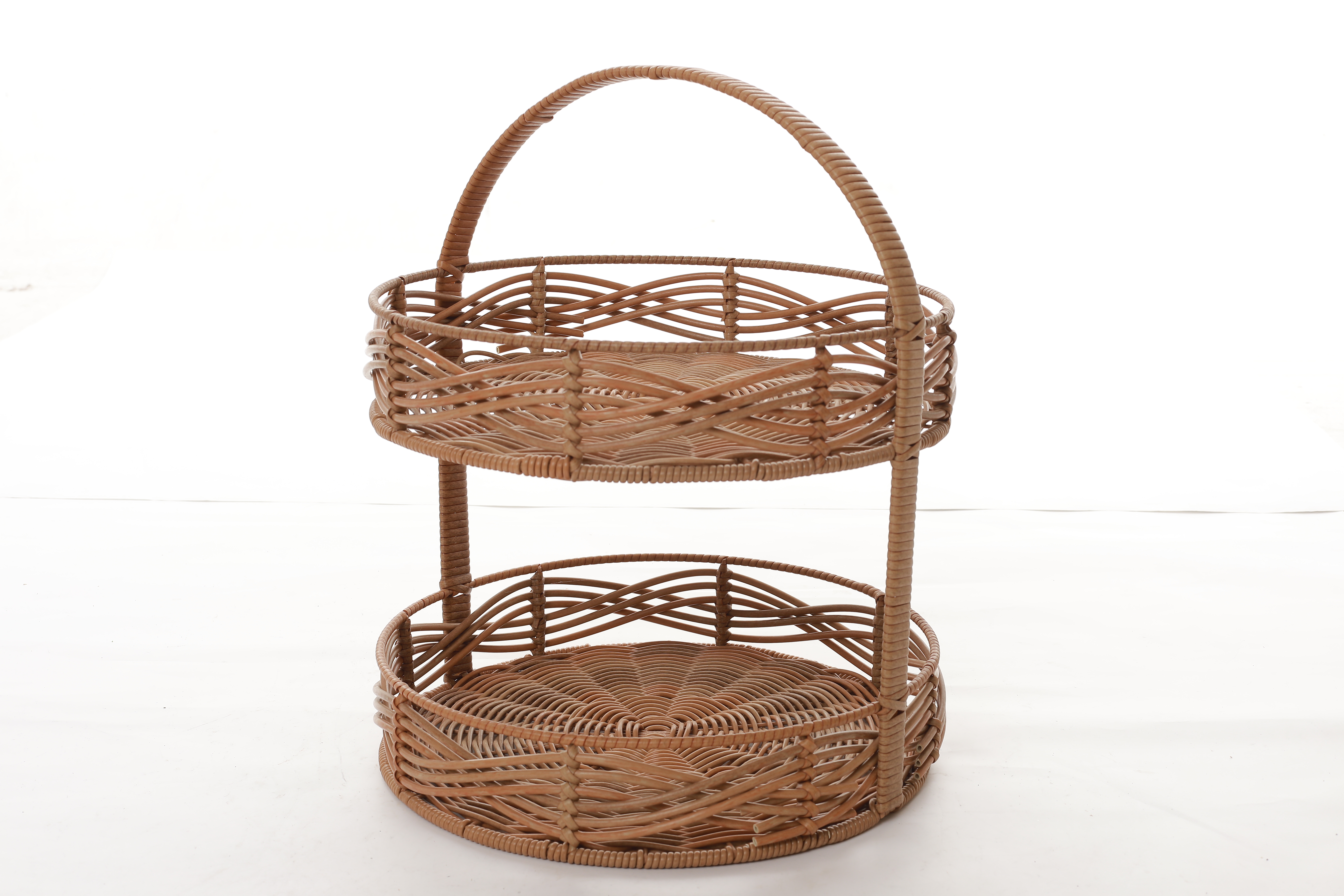 Two tier woven fruit bread storage basket