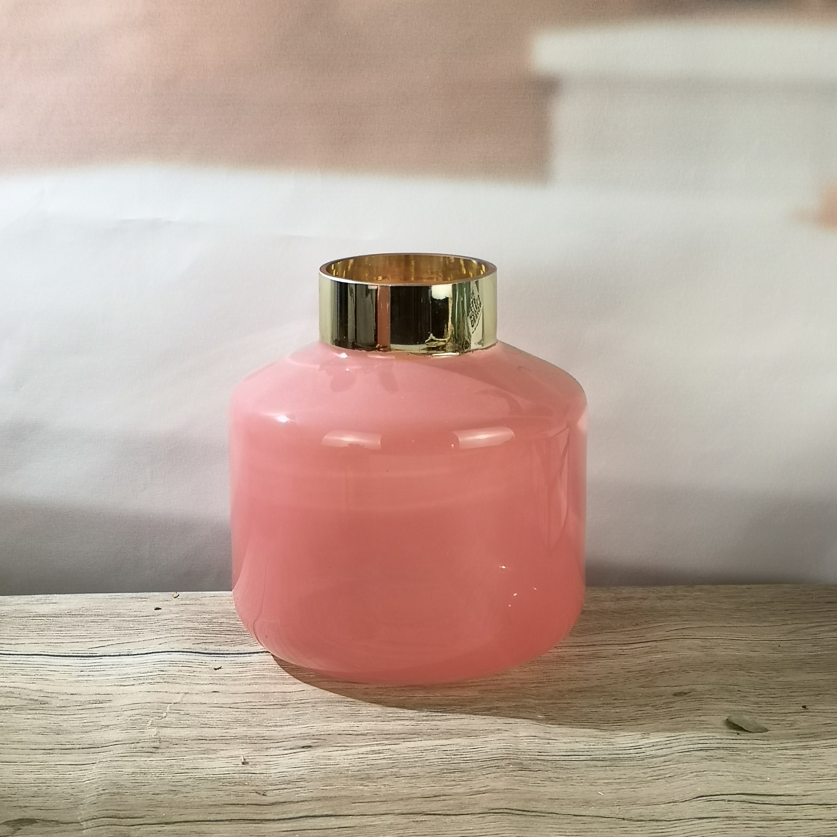 hot pink and gold rim glass vase