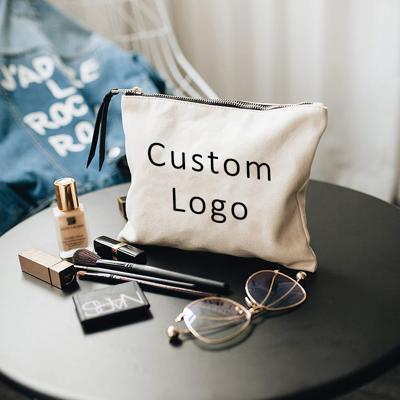 Wholesale Custom Printed Travel Canvas Makeup Cosmetic cotton Pouch Bag