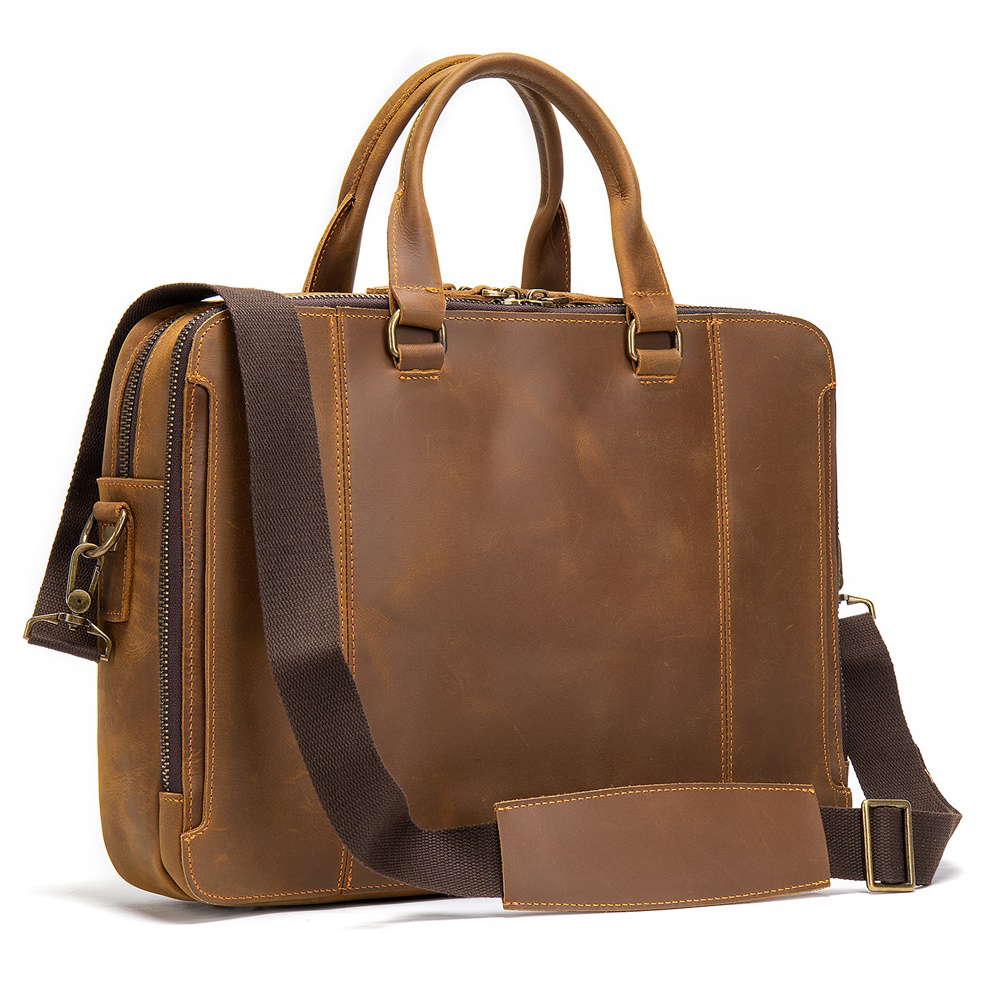 Leather Computer Satchel Briefcase Laptop Case Business Travel Messenger Shoulder Bag For Men