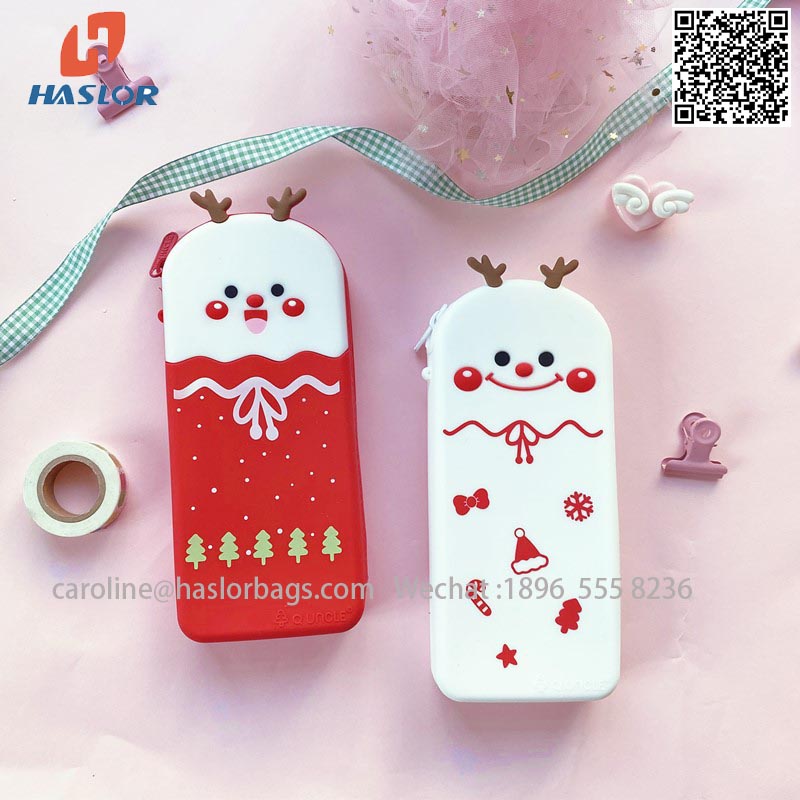 New Design School pencil case bag Christmas kawaii Silicone pen pouch pencil case school