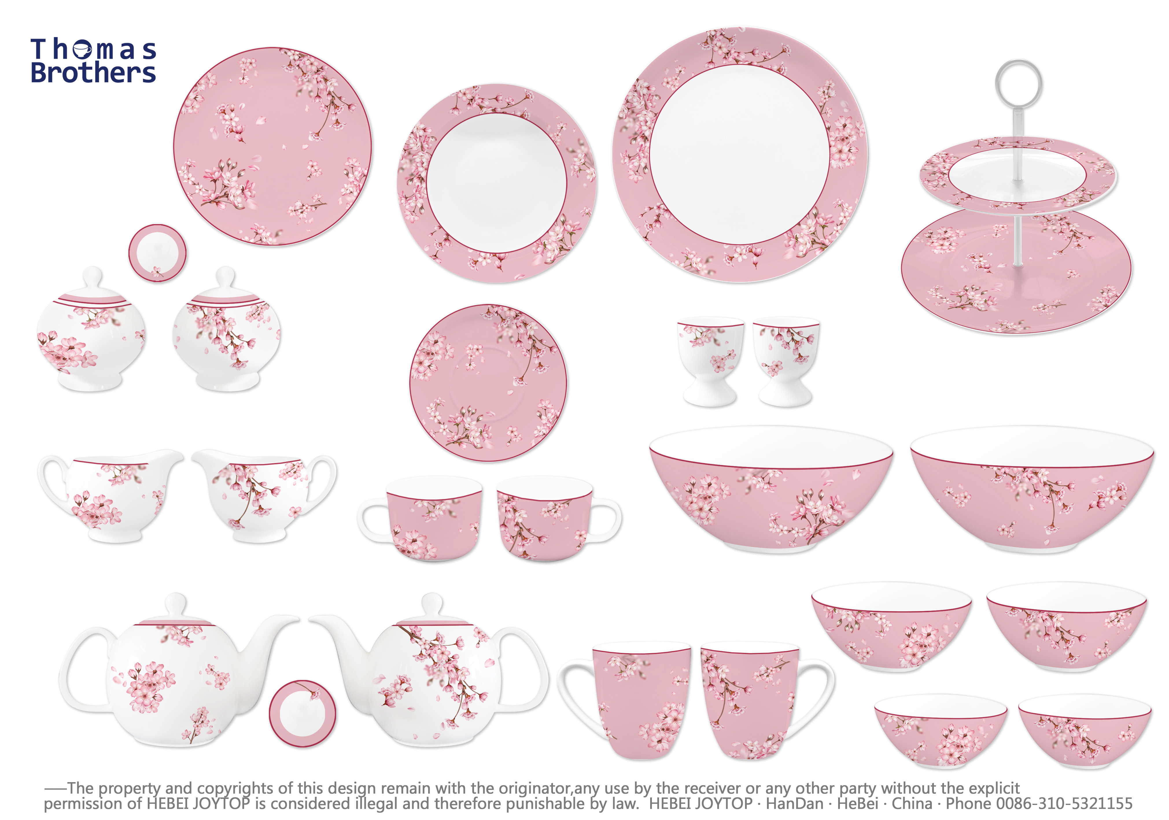 49pcs peach blossom dinnerset