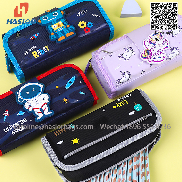 Wholesale New Arrival 2 in 1 primary school pencil case large capacity cartoon children pen bag
