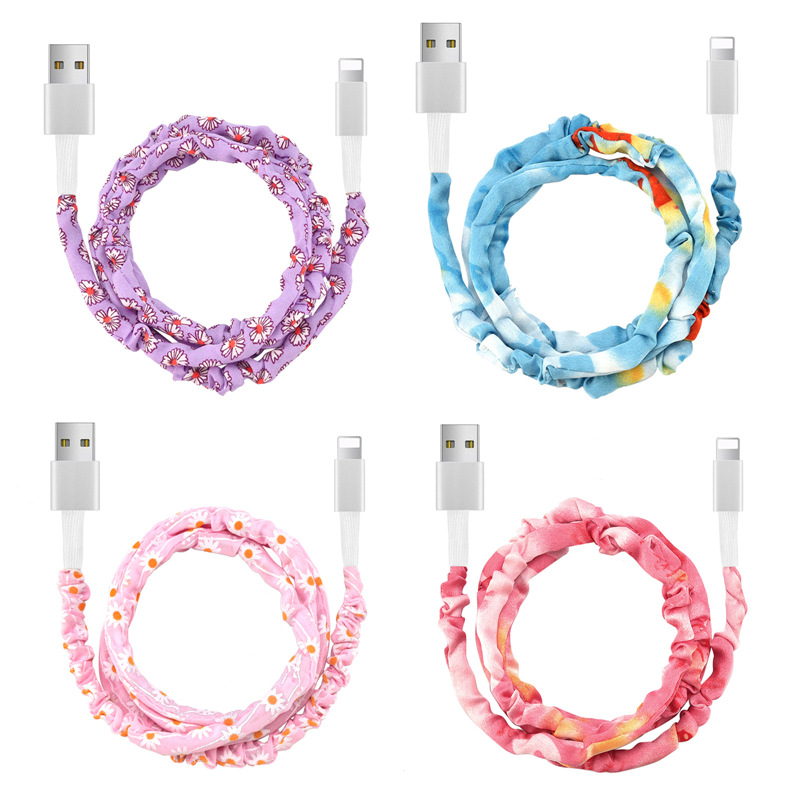 Wholesale Fashion Colorful Hair Ring USB Cable for Iphone Android Mobile Phone