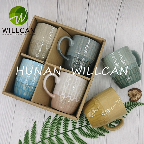 350ml two colors reactive glaze hand painted mug