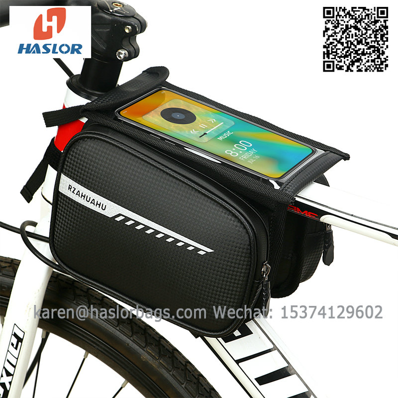 01#Waterproof Tube Cycling Bag Bicycle Bag with Touch Screen for Cellphone 6.5' bicycle bag triangle