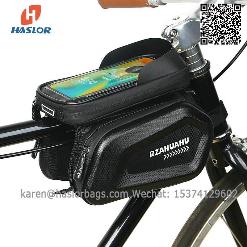 01#Bike Front Frame Bag Waterproof Top Tube Cycling Bag with Touch Screen for Phone 6.5' bicycle bag