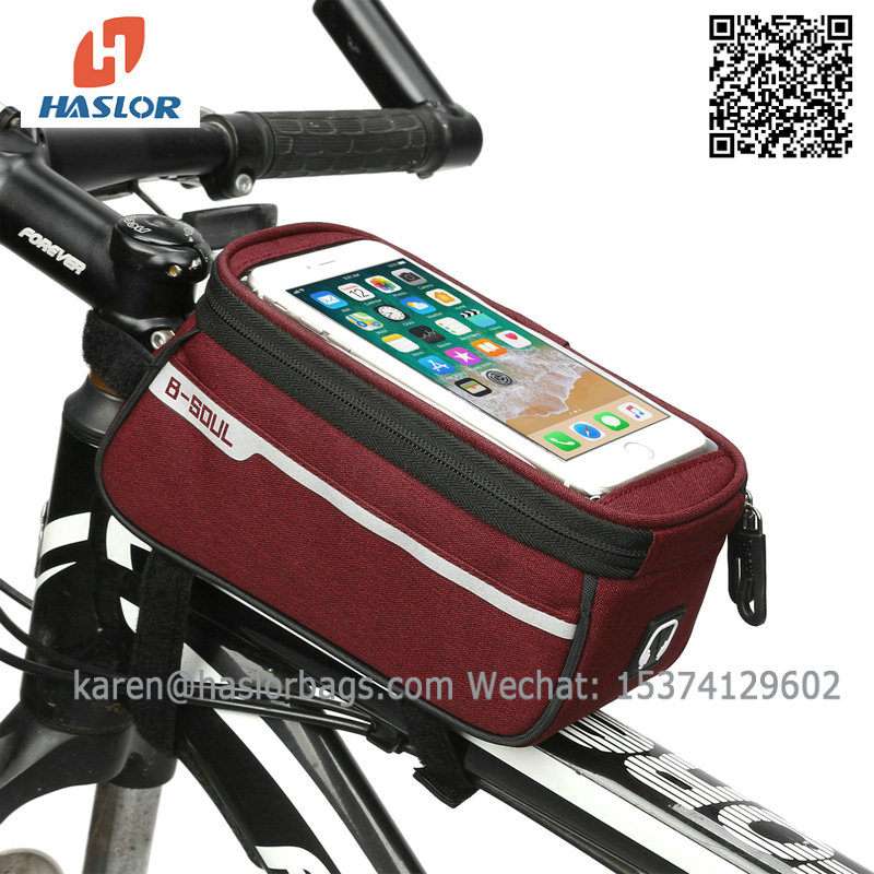 01#Bike Frame Bag Waterproof Top Tube Cycling Bag with Touch Screen for phone 6.5' bike bag triangle