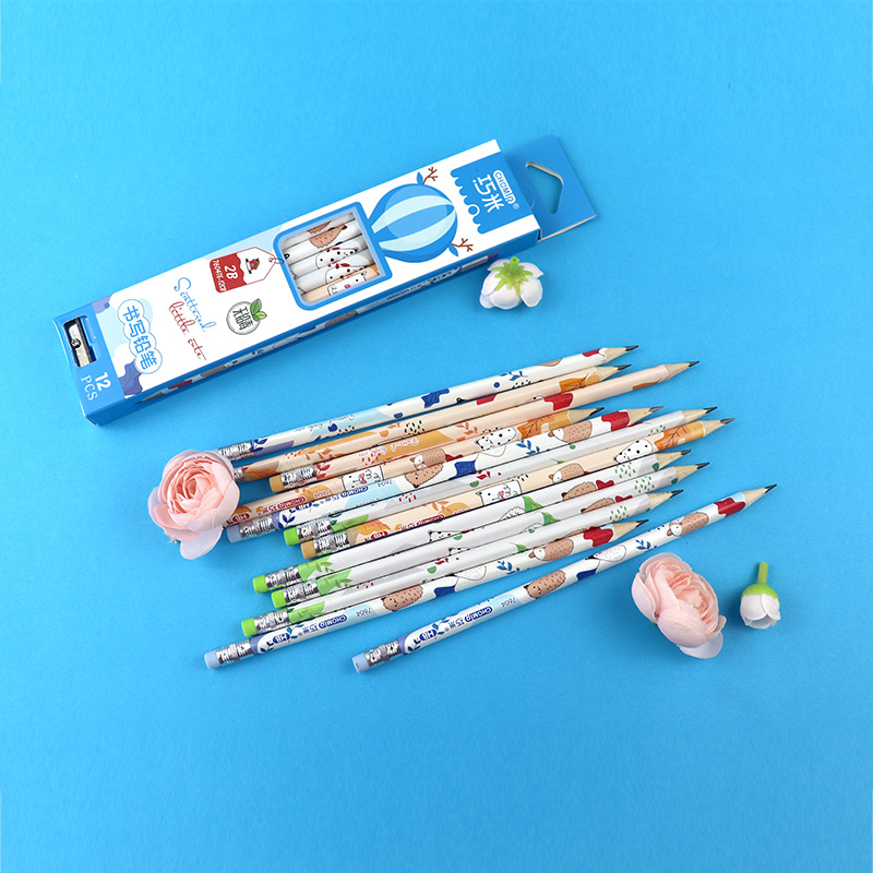 Triangular pencil with eraser tip(HB, 2B)