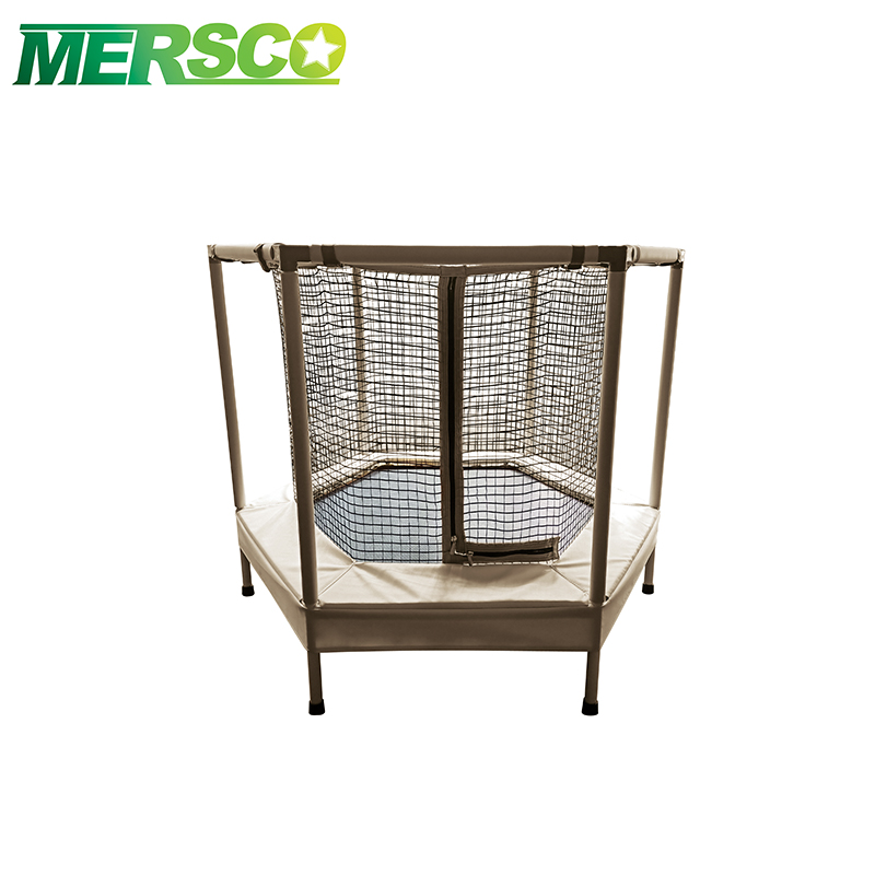 Mersco New Design Indoor Hexagon Mini Trampoline Jumping Bed for Kids With Enclosure and Cover Pad