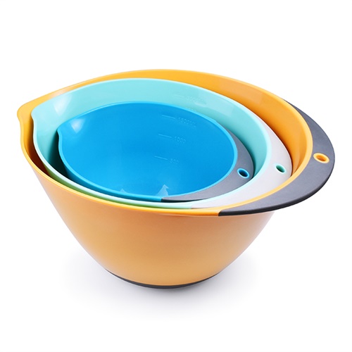 Kitchen Baking Or Salad Rubber Grip Handles 3 Pack Mixing Bowls Set Nesting Mixing Bowls