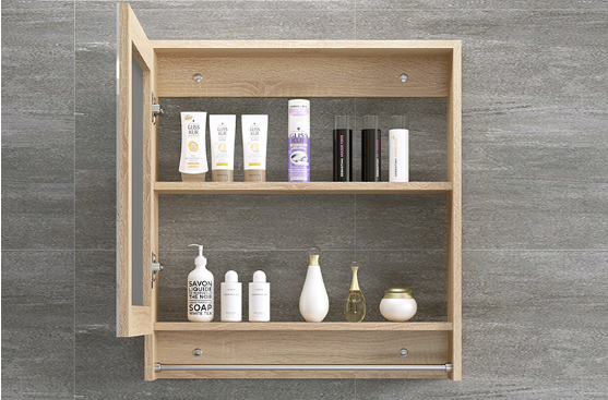 Nordic solid wood bathroom mirror cabinet wall hanging storage cabinet