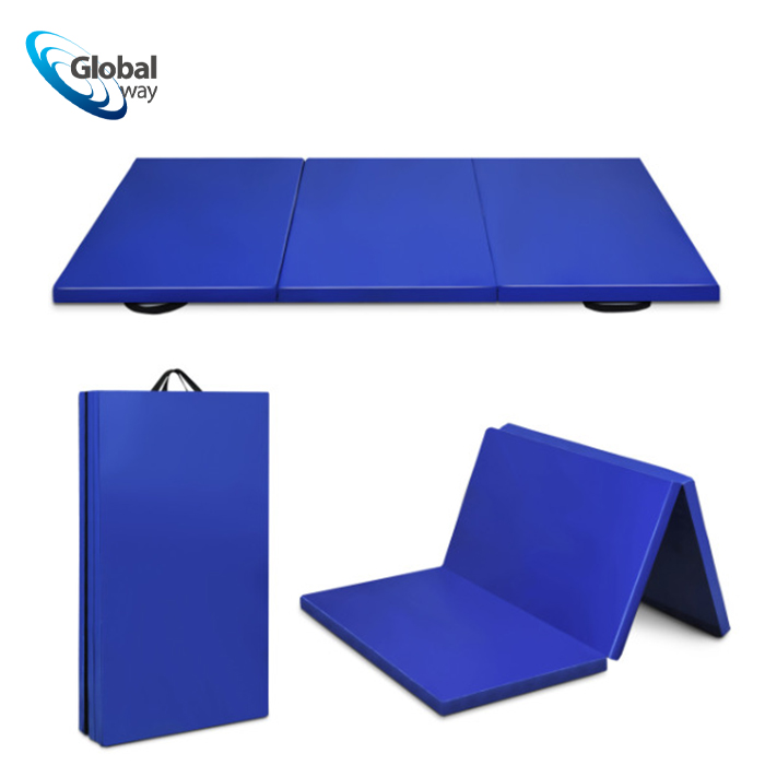 Tri-Fold Folding Exercise Mat with Carrying Handles for Tumbling Martial Arts folding exercise mat