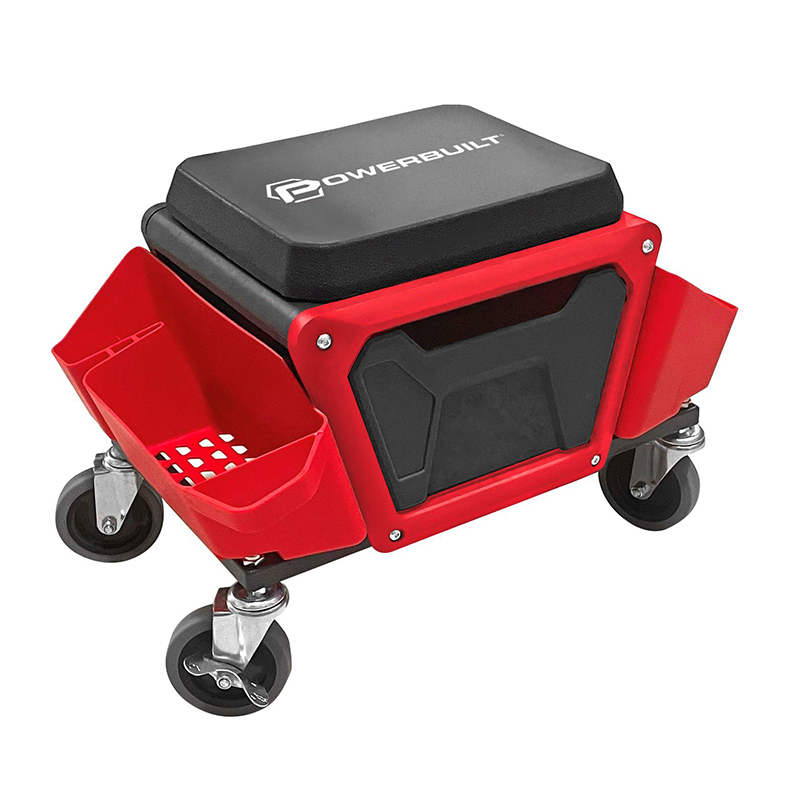 Rolling utility seat with tray