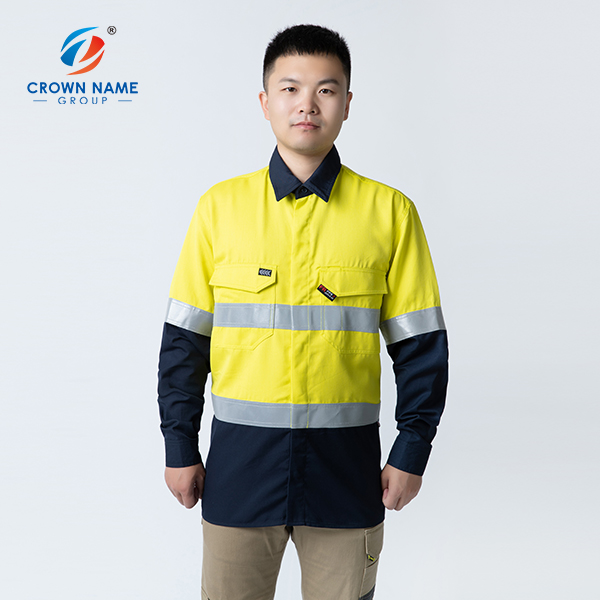 Yellow/Navy long sleeve shirt with 3M reflective tape