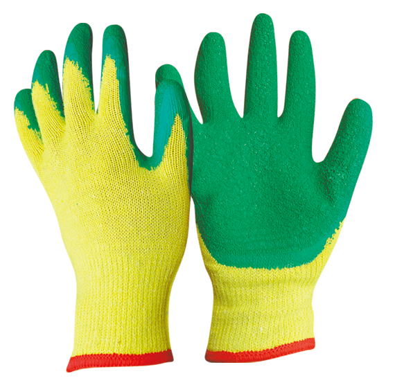 10 G Latex Coated Gloves Green Color