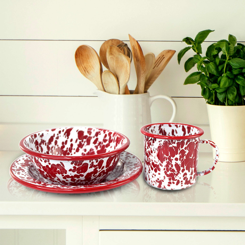 New Ink Dinnerware Set Enamel Steel Mug Bowl Sets