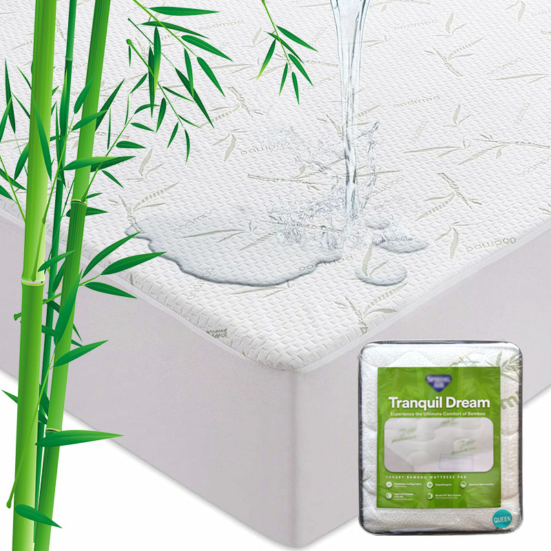 Bamboo knit fabric waterproof mattress protector