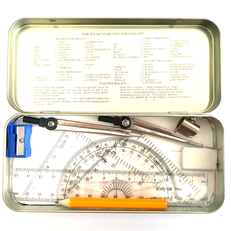 Metal 9pcs Math Geometry Compass Set