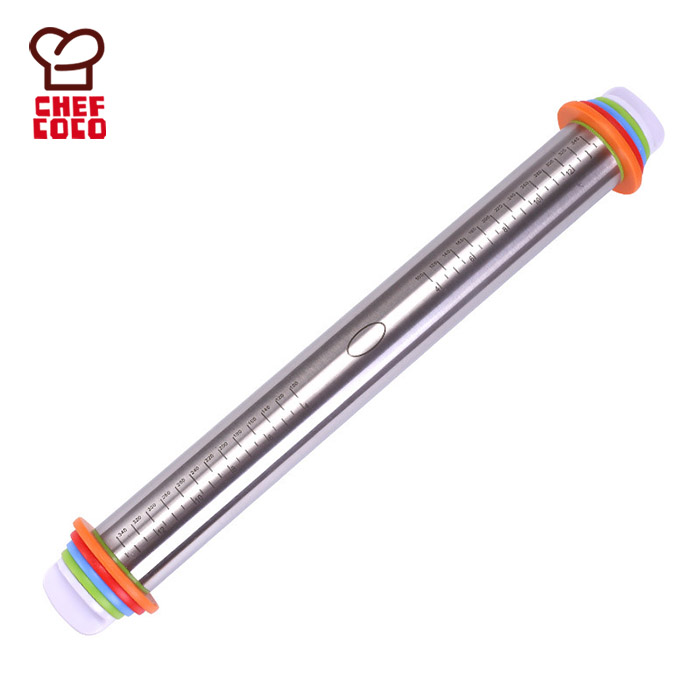 Stainless steel rolling pin adjustable roller