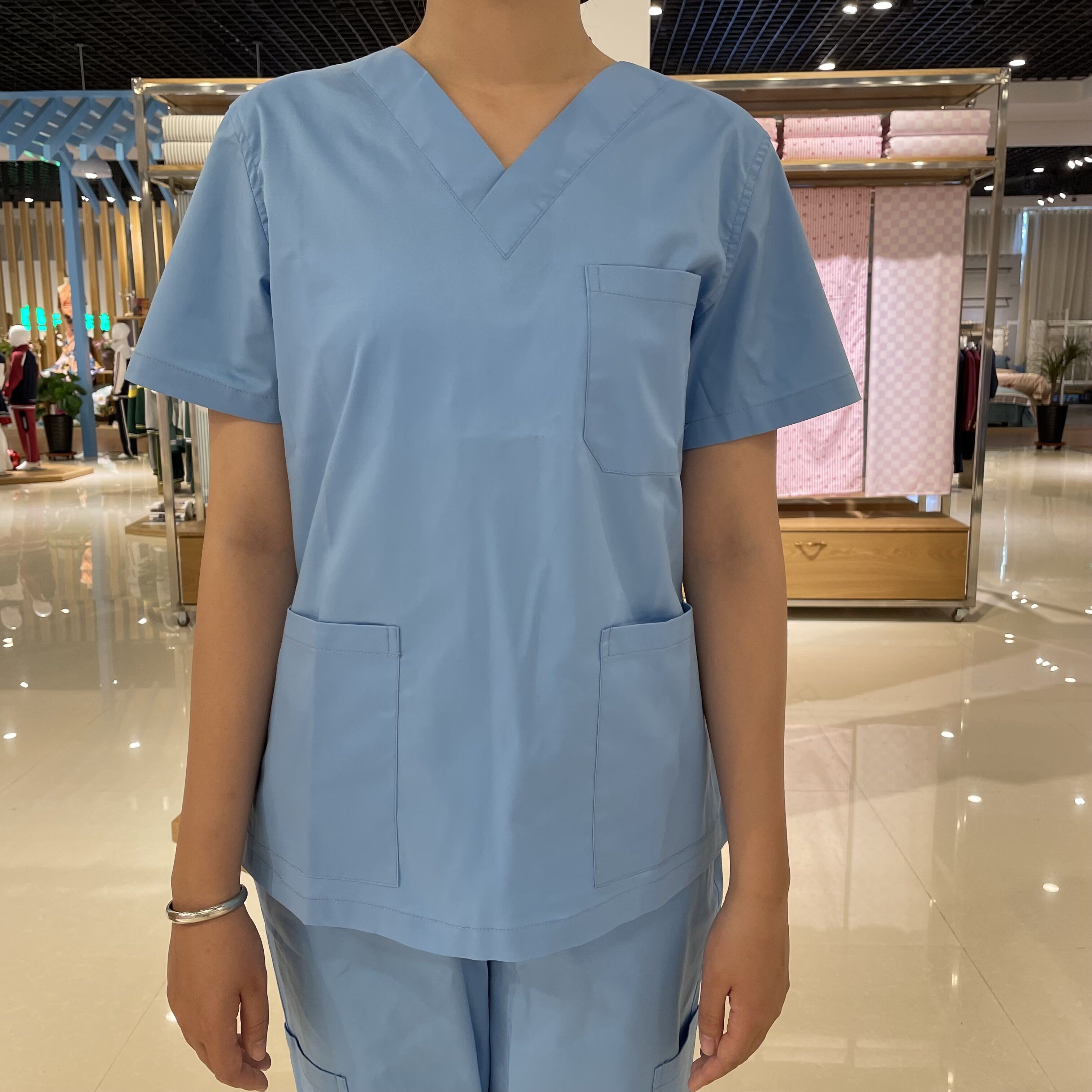 stretch spandex soft fabric fashionable scrub uniform set for medical hospital wear
