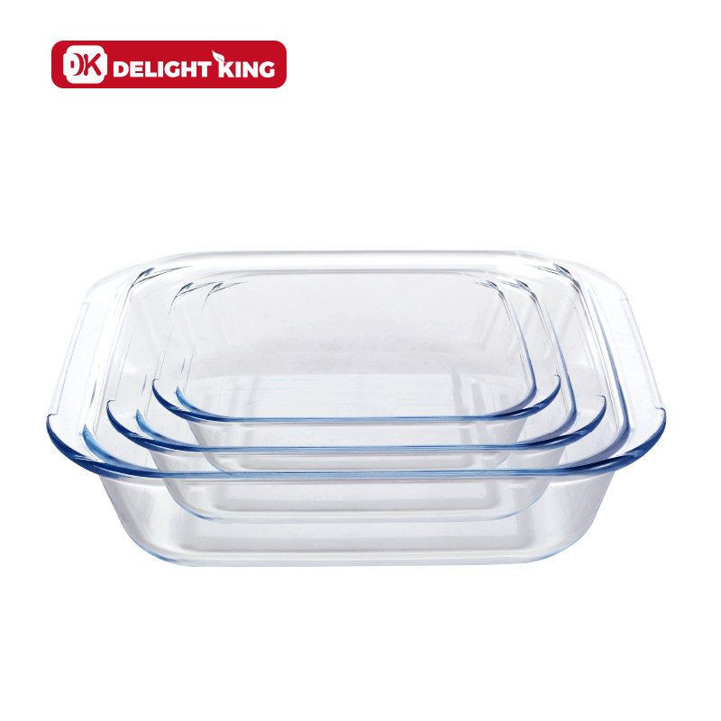 Oven microwave safe high borosilicate glass baking dish /heat resistant nonstick glass bakeware tray