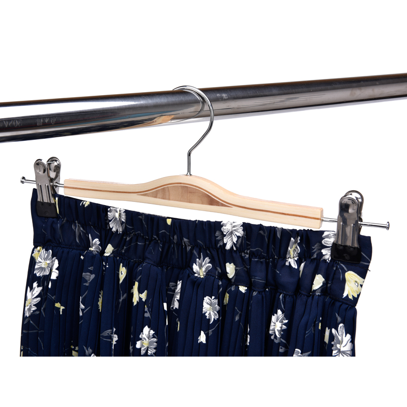 wooden laminated pants hanger with clips storage household products