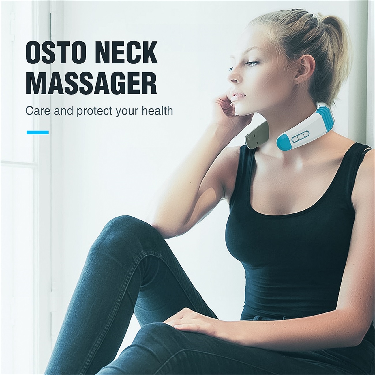 Neck Massager with Heat smart Wireless Electric Pulse Device Pain Relief ems Neck Massager Machine