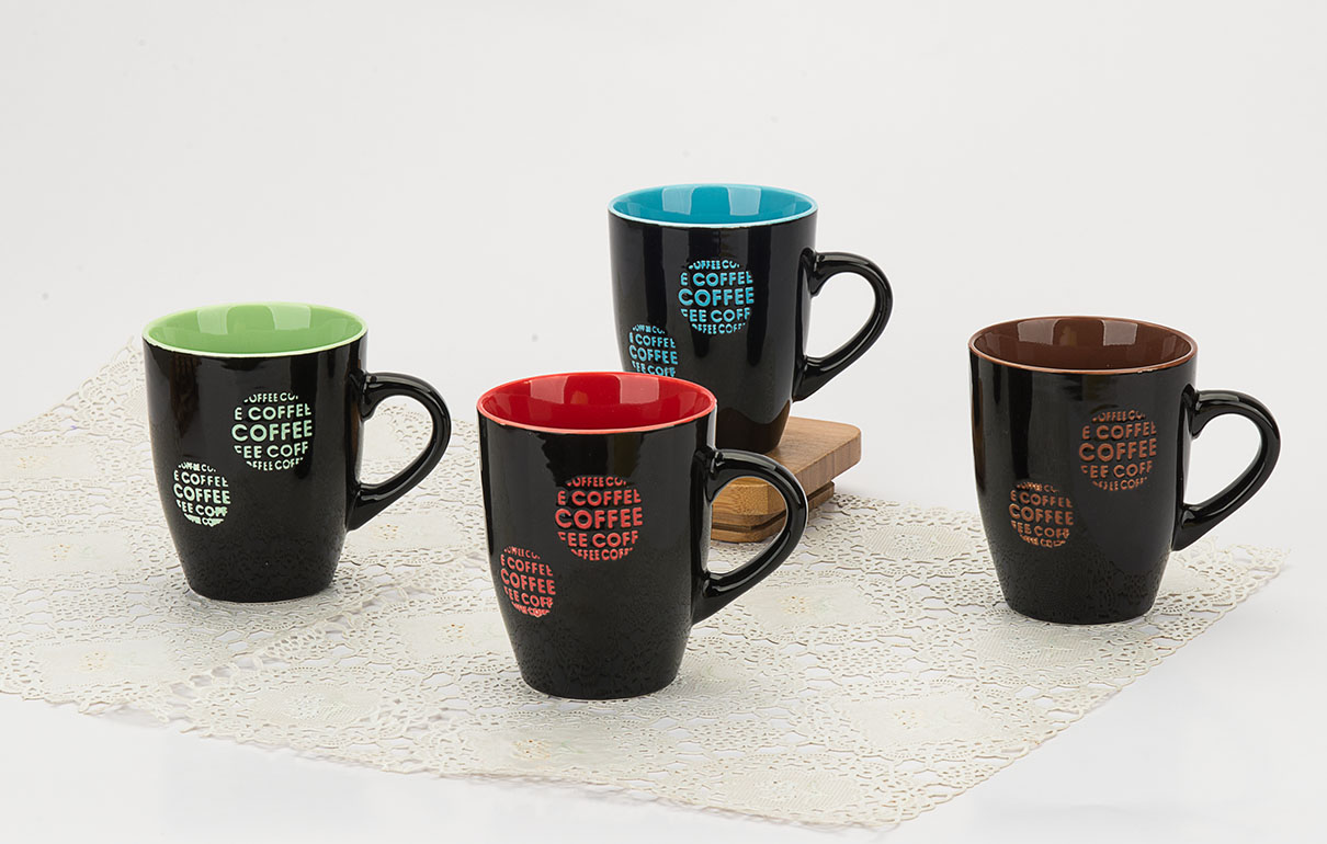 Black silk screen mug