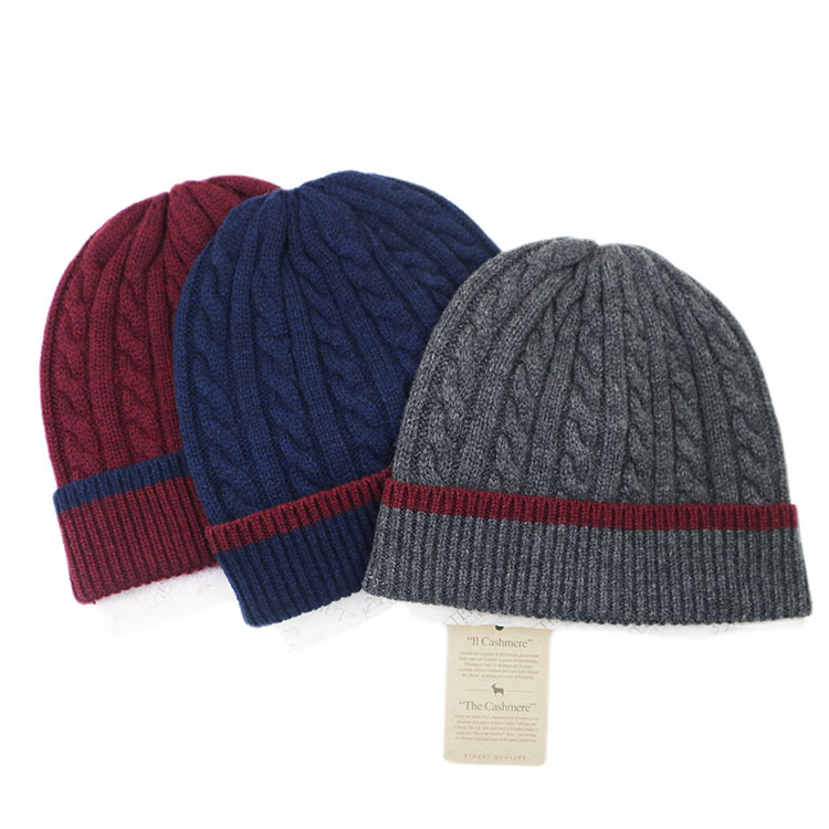 Cashmere knitted beanie hat