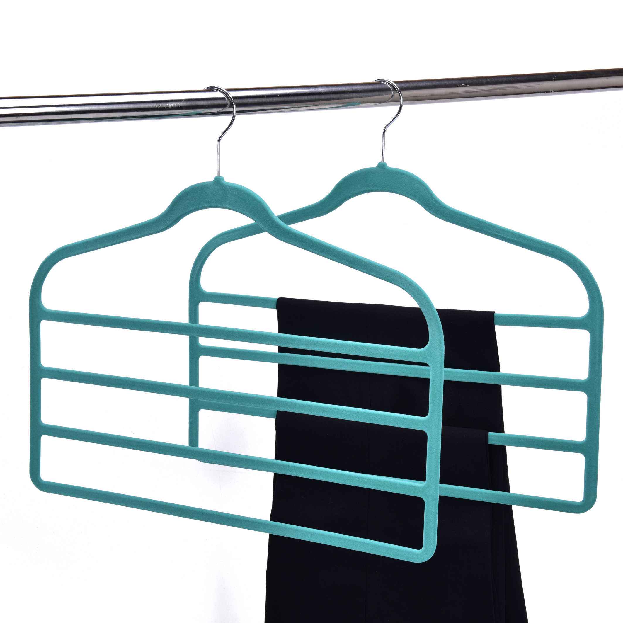 Amazon hot sale multi layer multifunctional anti clip velvet pant hanger