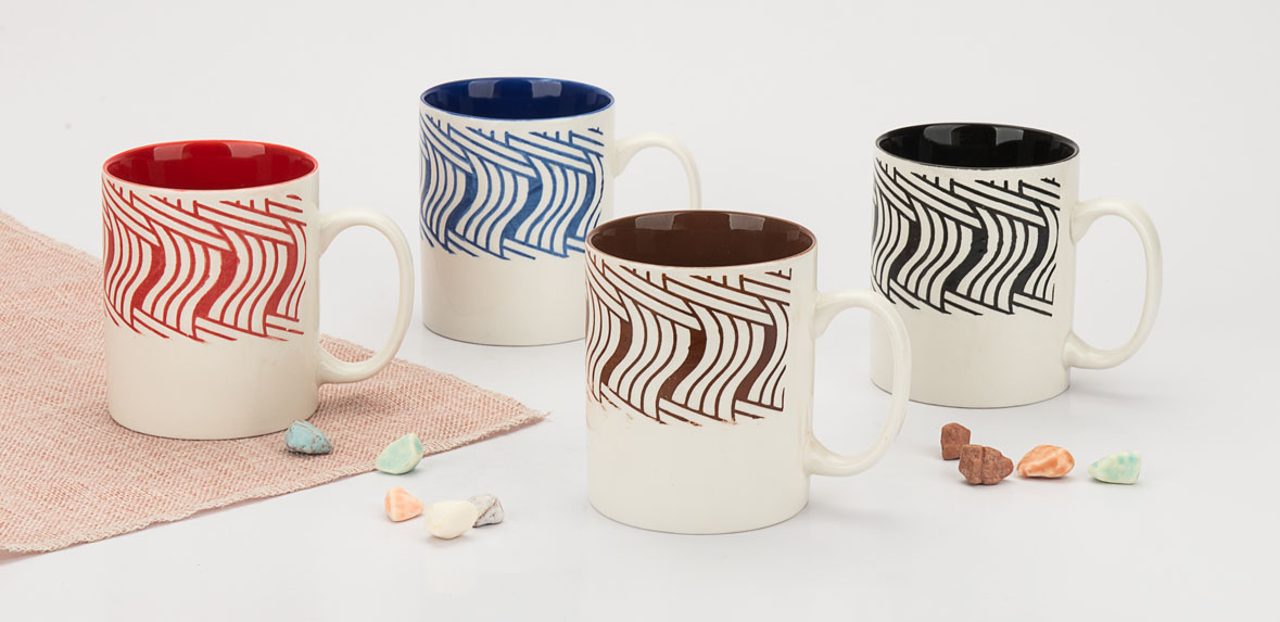 White silk screen mug