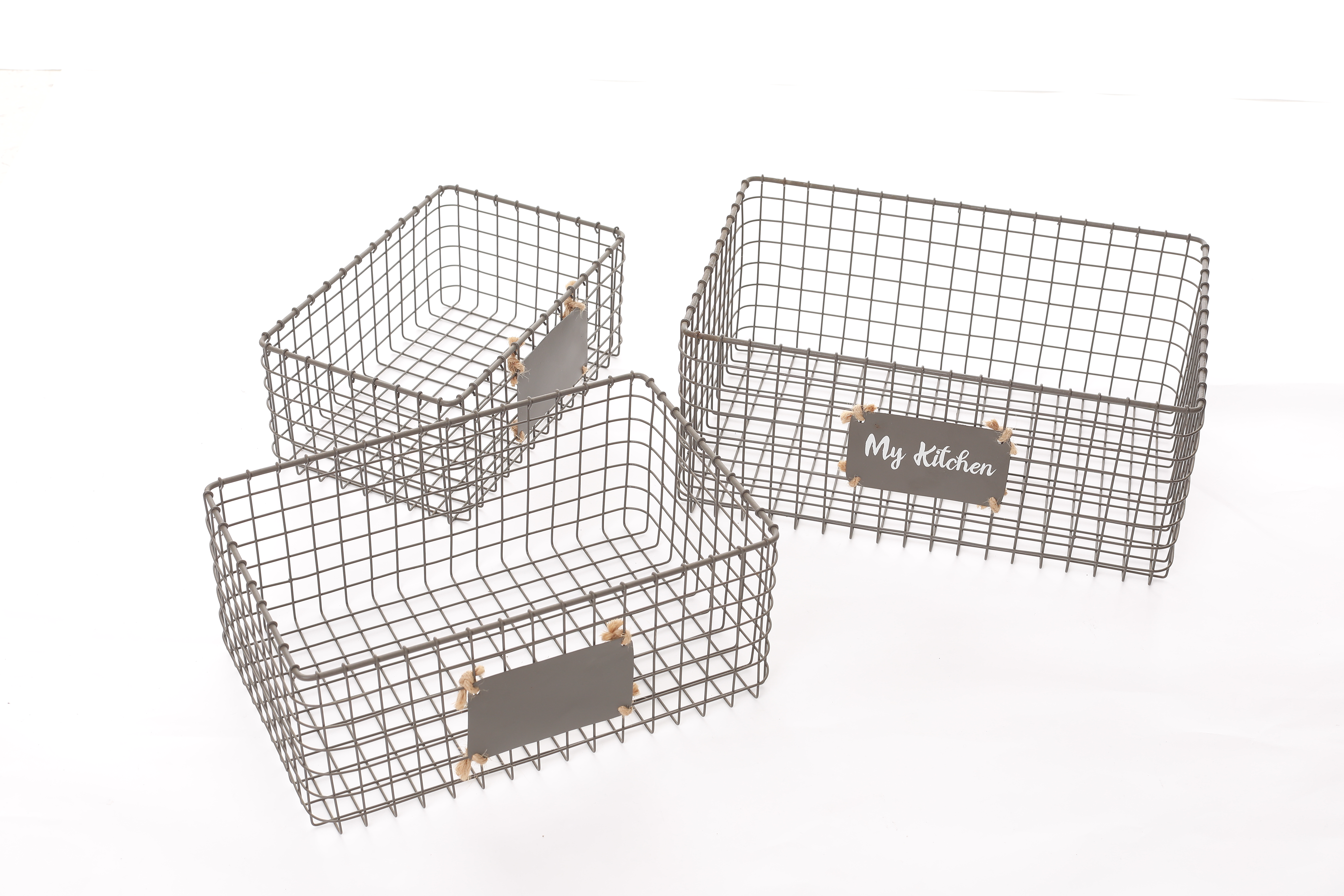 Wire storage basket set of 3
