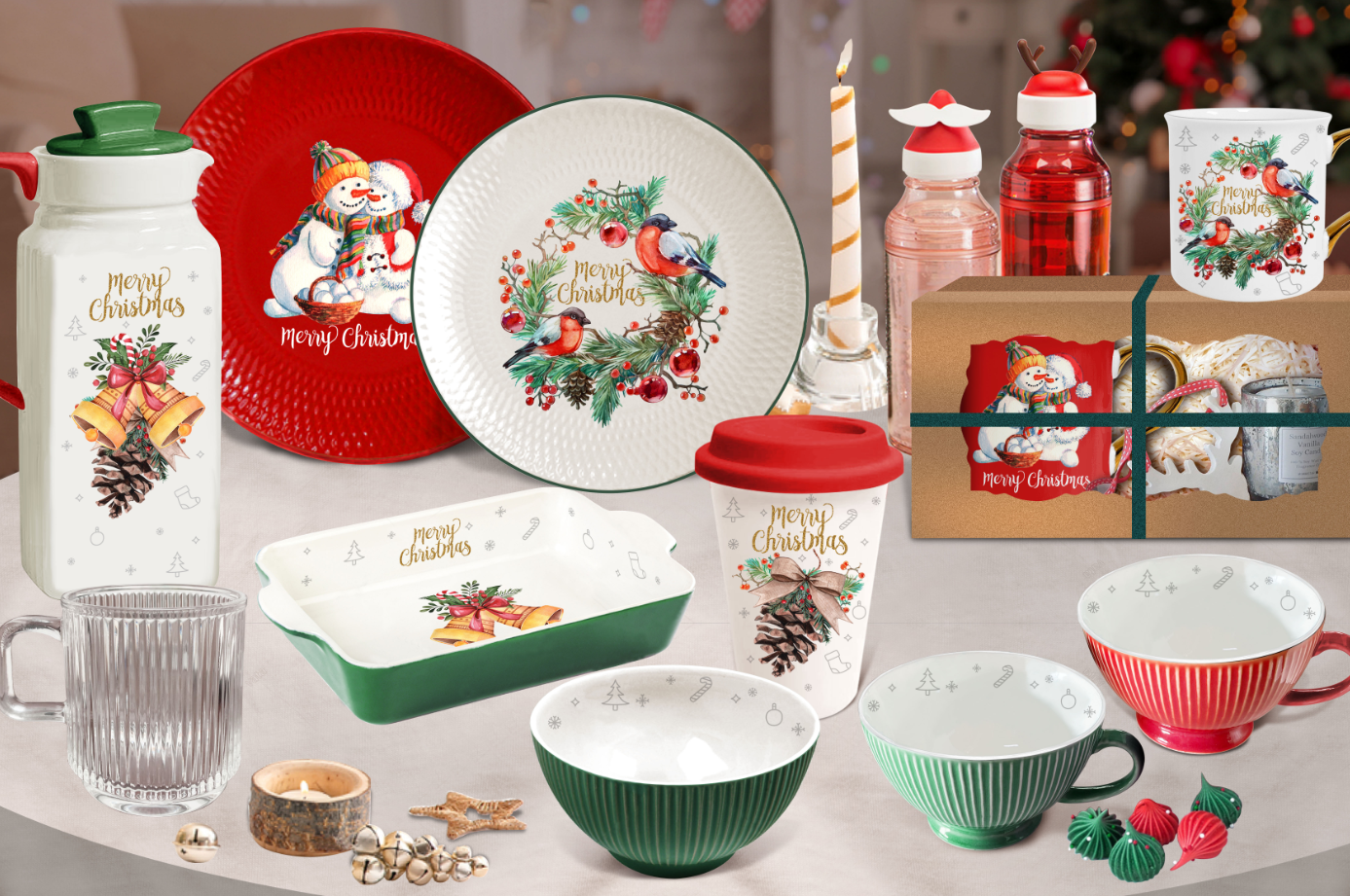 Christmas style Ceramic dinner set tableware tea set