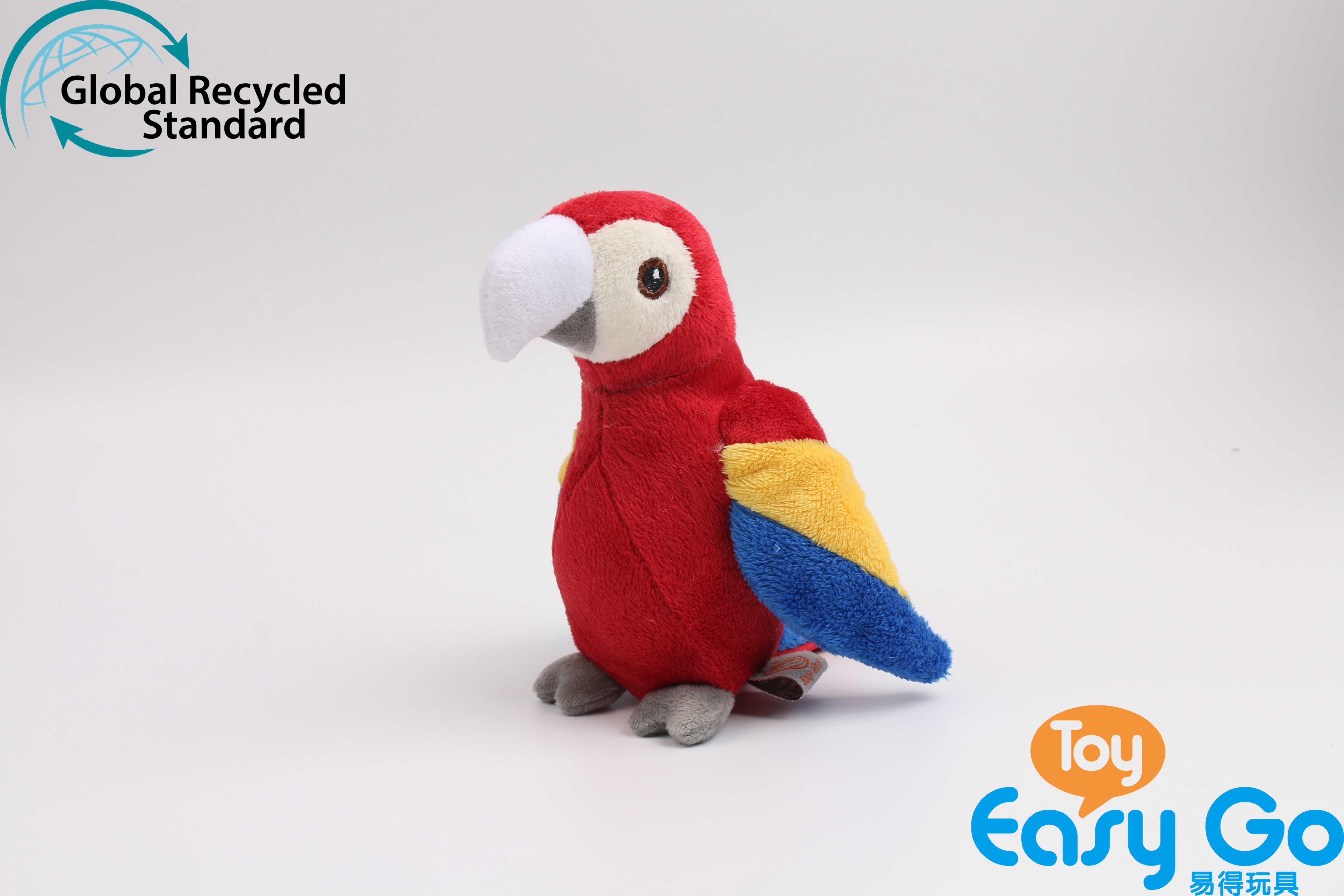 100% recycled plush toy parrot