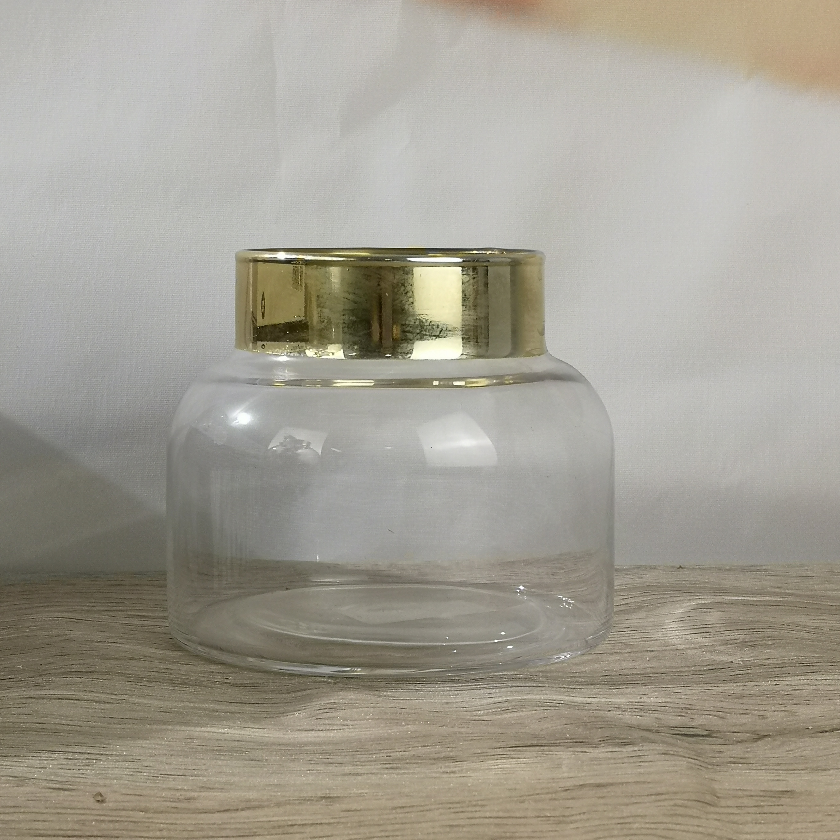 Clear Crystal Glass Vase With Plating Gold