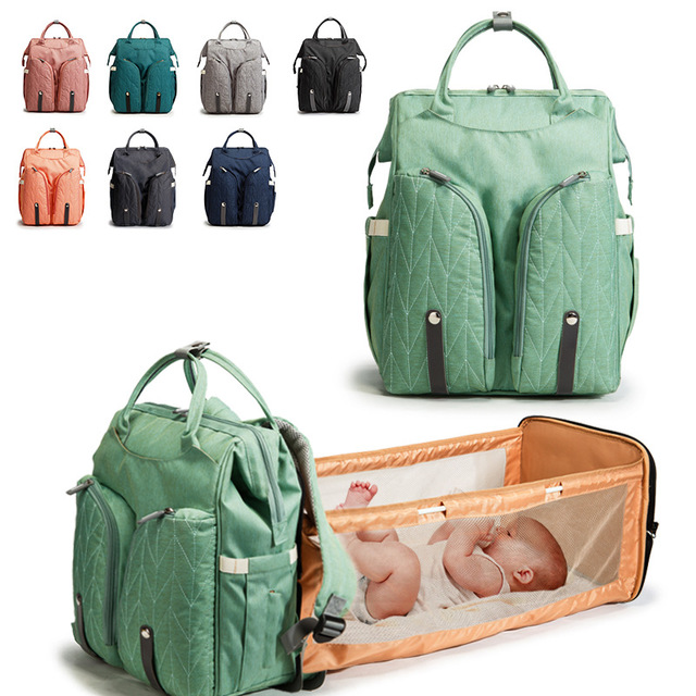 Diaper wet bag mummy birthing portable foldable pfolding bed backpack with travel bassinet