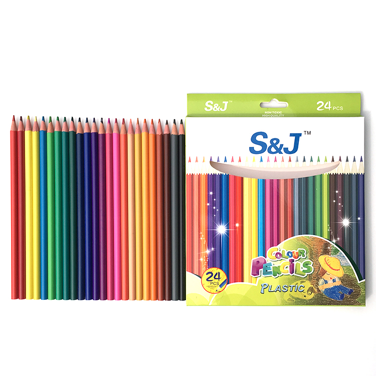 24 colors plastic colored pencils