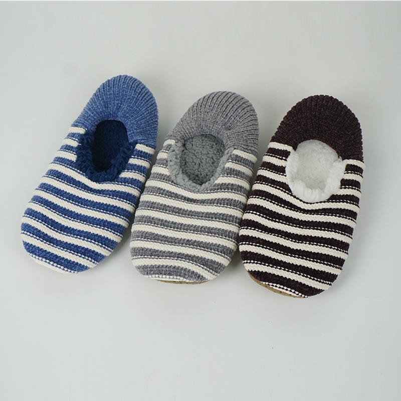 Lady stripe smooth chenille women indoor room slippers