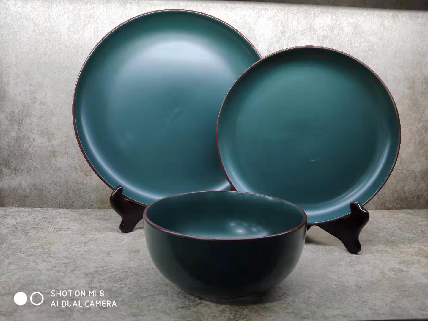 16pcs Matt Glaze Dinner Set With Rim